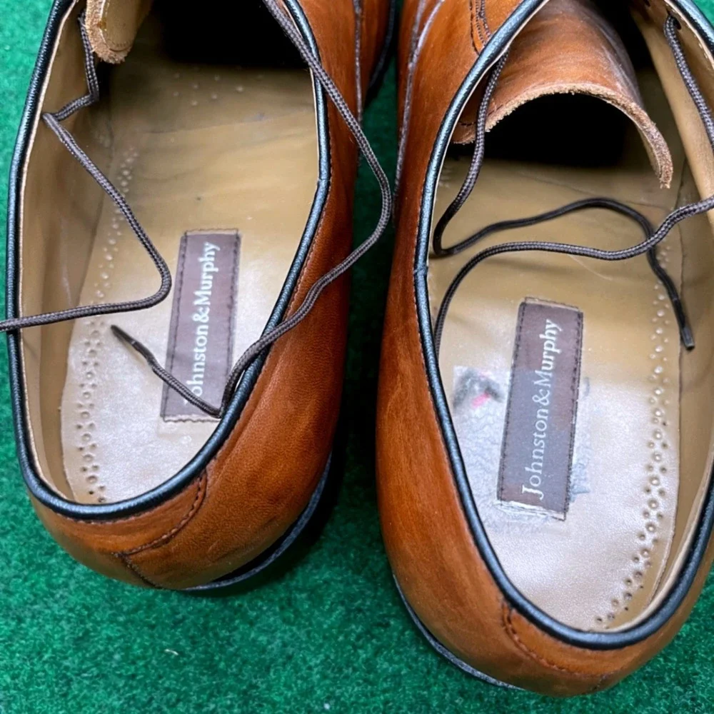 Johnston & Murphy Cap Toe Oxford Dress Shoes‎ Brown Leather Men's 10.5 E Wide